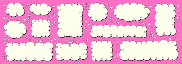 Set of empty speech bubbles and doodles in retro style Hand drawn scribble for comics pop art style