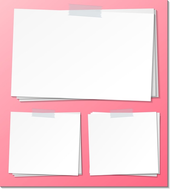 Set of empty sticky note paper template