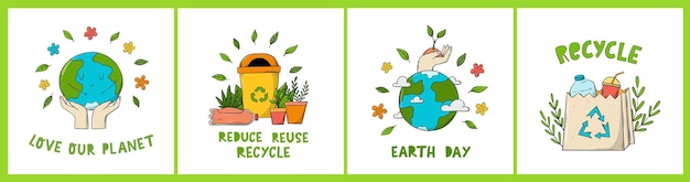 set of environment sustainability zero waste posters prints