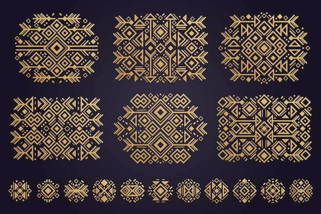 Set of ethnic Aztec vector elements ornaments