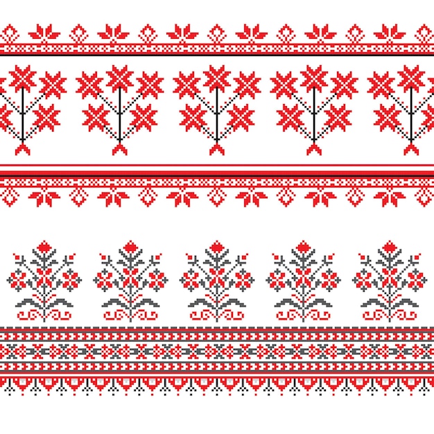 Set of Ethnic ornament pattern in different colors