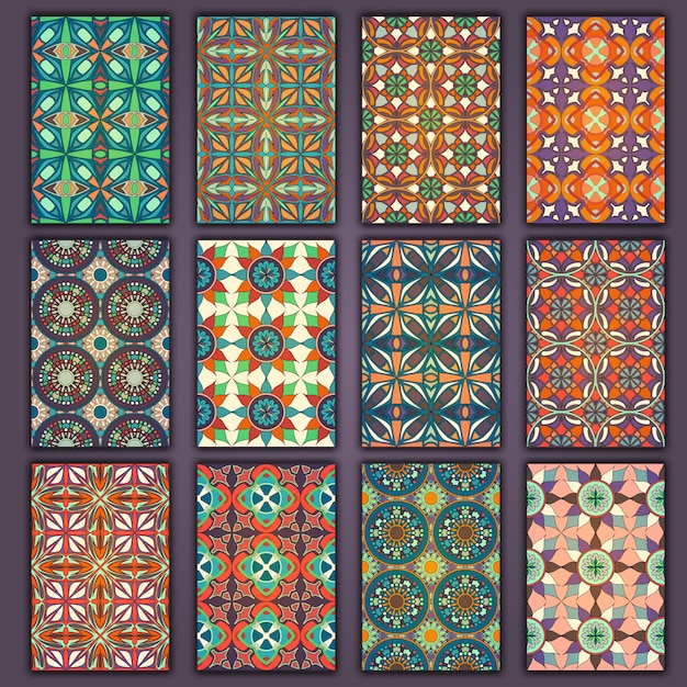 Set of ethnic vintage backgrounds cards.