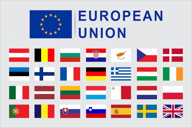 Set of European Union Flag Countries