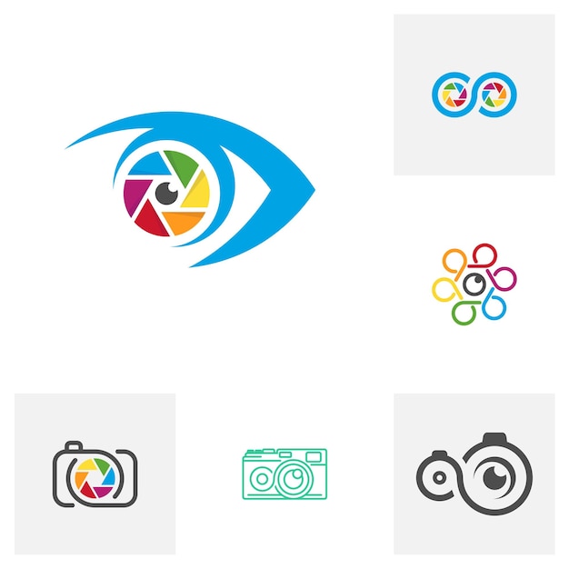 Set of Eye Camera logo design vector template Camera Photography logo concepts