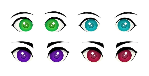 Set of eyes in anime style