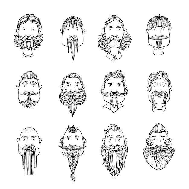 A set of faces of a man with a beard.