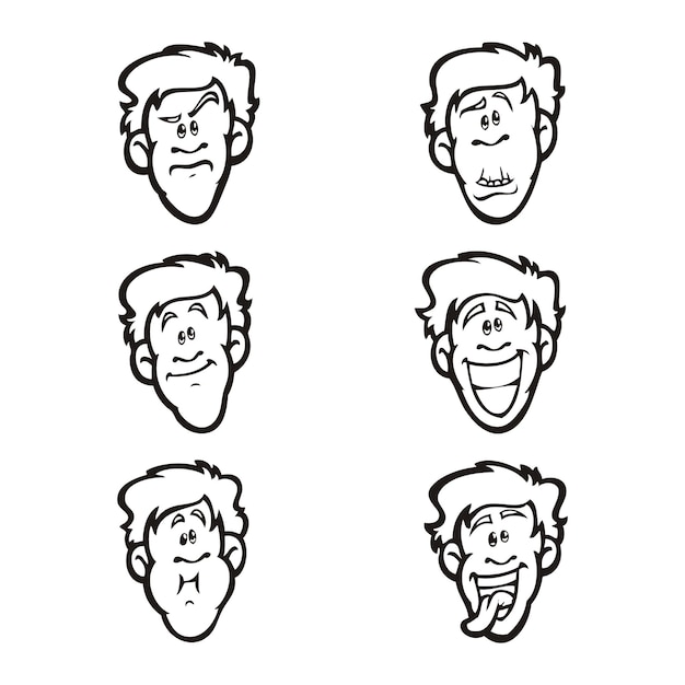 A set of faces with different expressions on them.