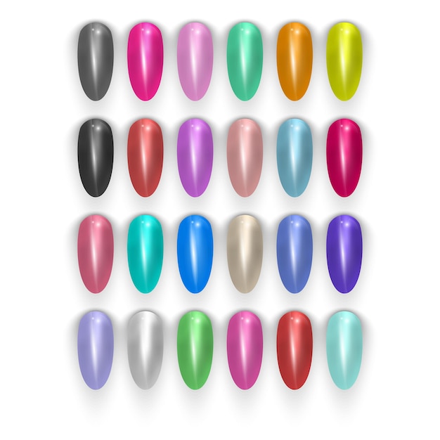 Vector set of false nails for manicure and tips varnish color palette for nail extension artificial nails