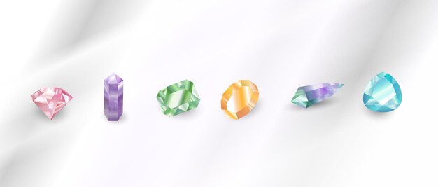 Vector set of fancy color gems diamond jewelry