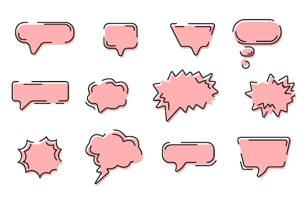 Set of fancy flat style speech bubbles collection of speech bubbles messages emails cloud speech bubbles Vector illustration