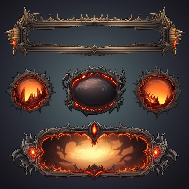 Set of fantasy buttons game buttons for ui and ux