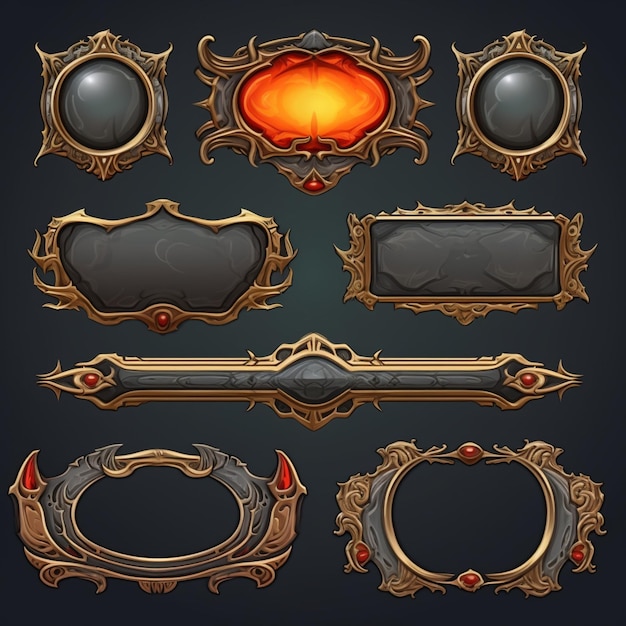 Set of fantasy buttons game buttons for ui and ux