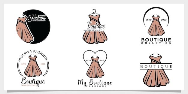 Set fashion boutique logo and store logo label emblem Premium Vector part 3