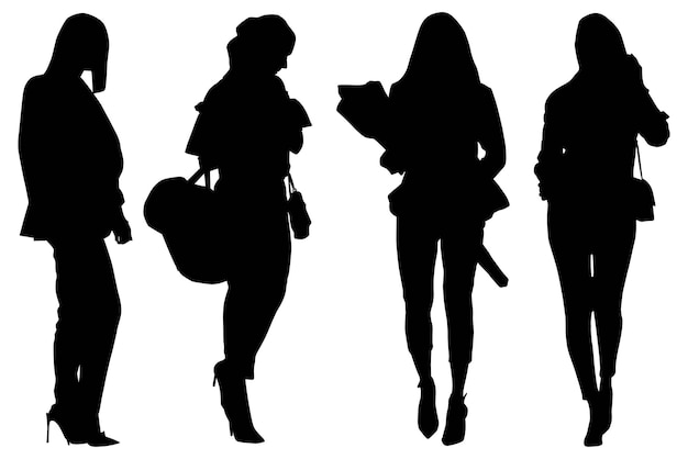 Set of the Fashionable Business silhouette Girls