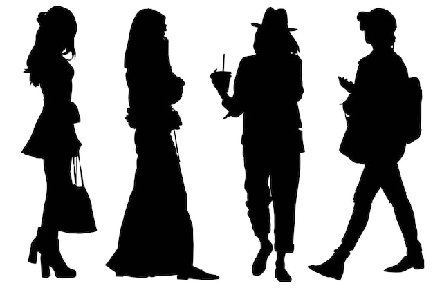 Set of the Fashionable Silhouette Girls