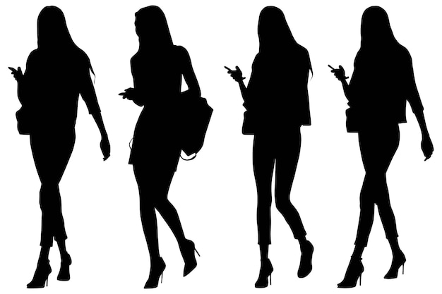 Set of the Fashionable Silhouette Girls