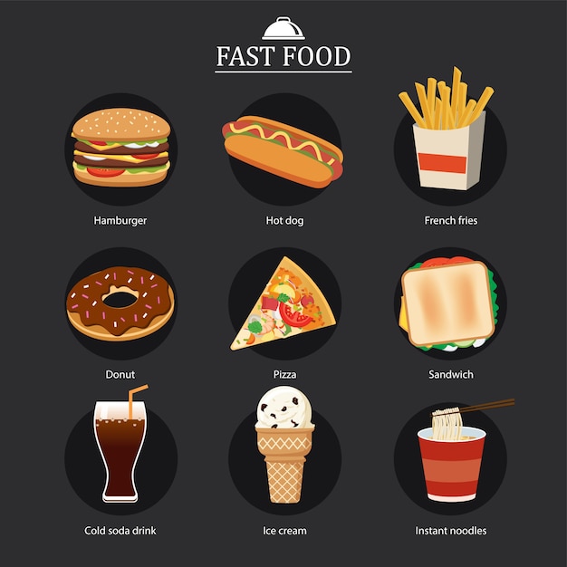 Set of fast food icons