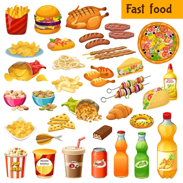 Set of fast food