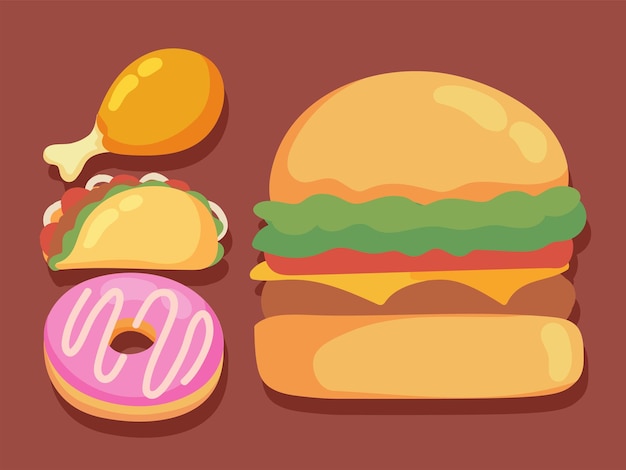 Set of fast food