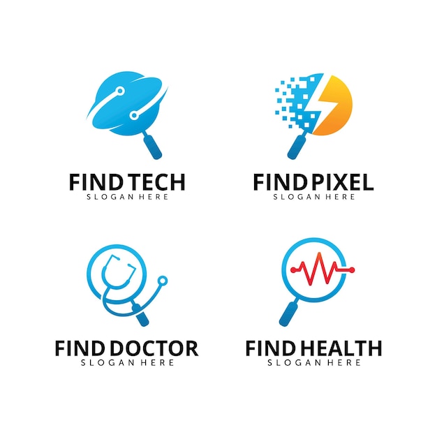 Set of fast searching logo design