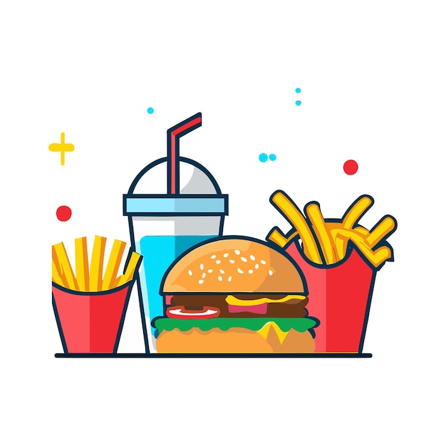 Set of fastfood items vector illustration