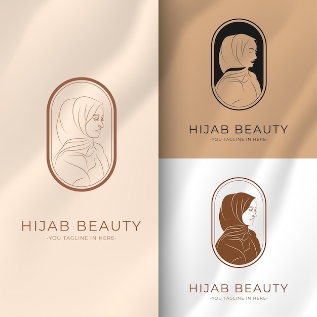 set of feminine hijab minimal logo template