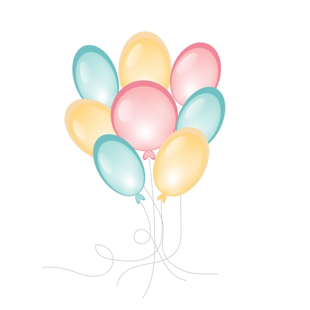 A set of festive colorful balloons on