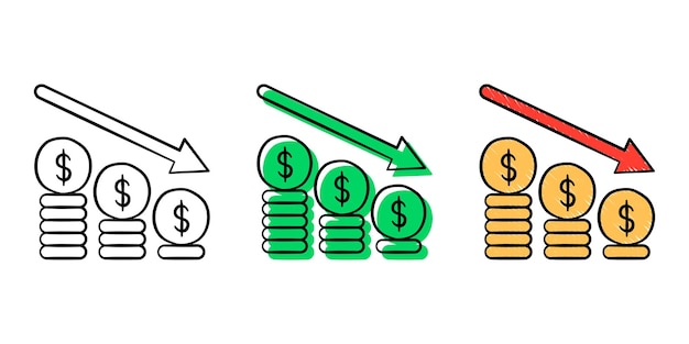 set of financial icon with variation color