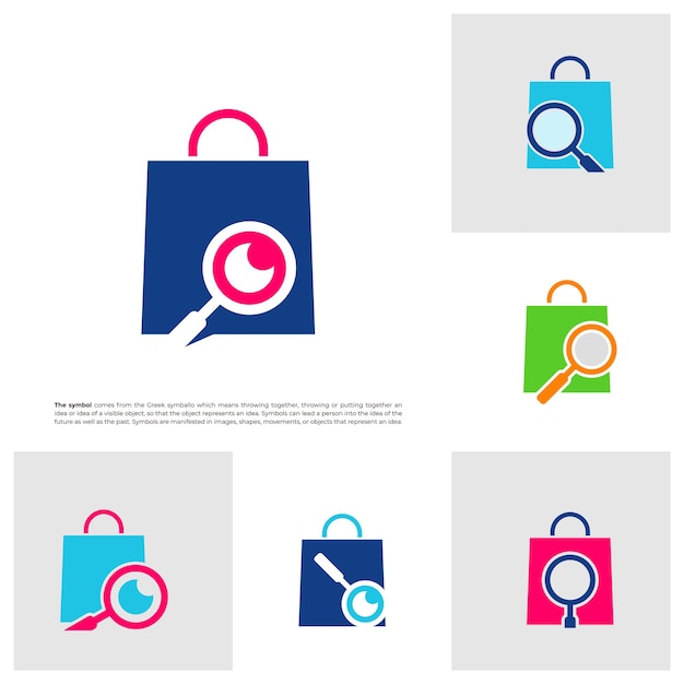 Set of Find Shop Logo Vector Shop Search logo design concept template Creative Simple Icon Symbol