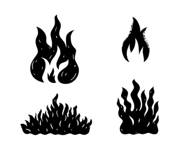 A set of fire icons on a white background.