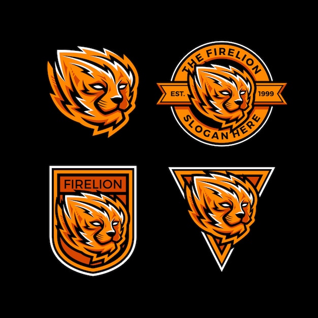 Set of fire lion esport logo template