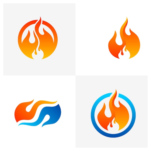 Set of Fire logo vector Flame logo design template Icon symbol Creative design