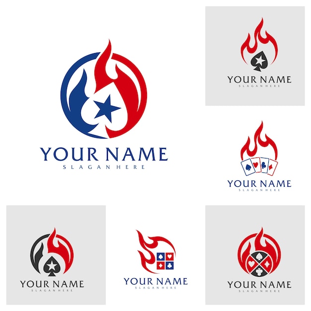 Set of Fire Poker logo vector template Creative Poker logo design concepts