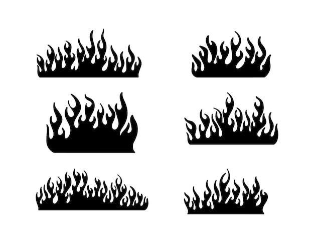 Set of Fire in Silhouette Illustrations