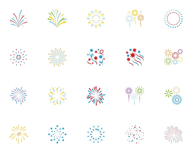 set of firework icon sparkle new year chinese new year