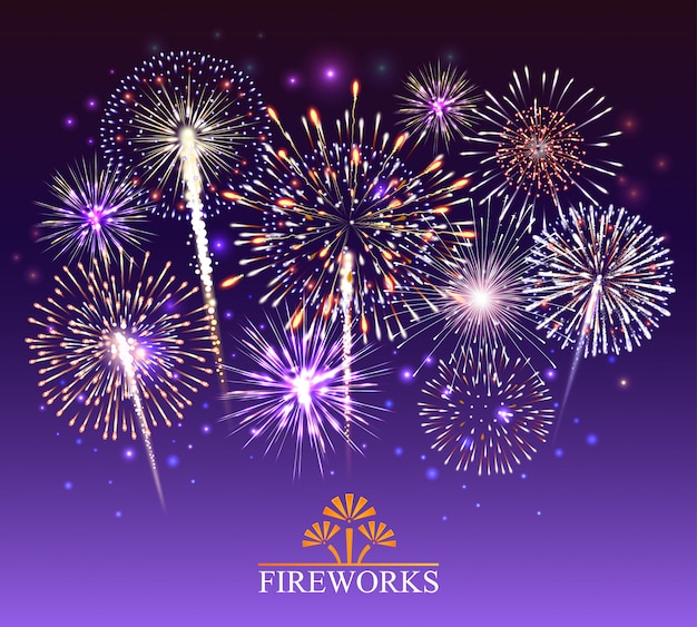 Set of fireworks  illustration