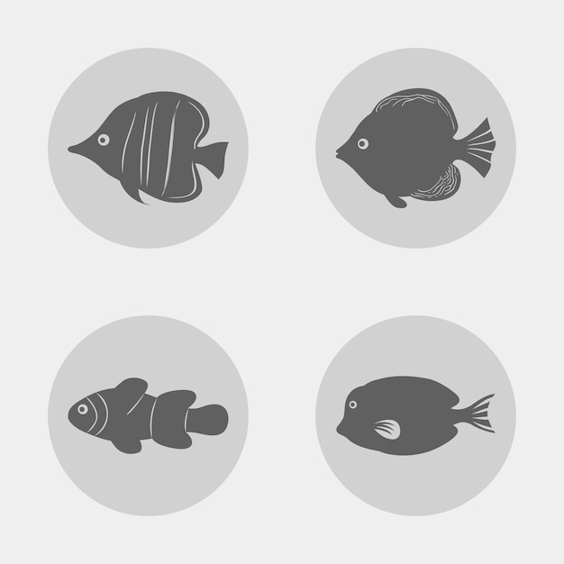 Set of fish icons on white background