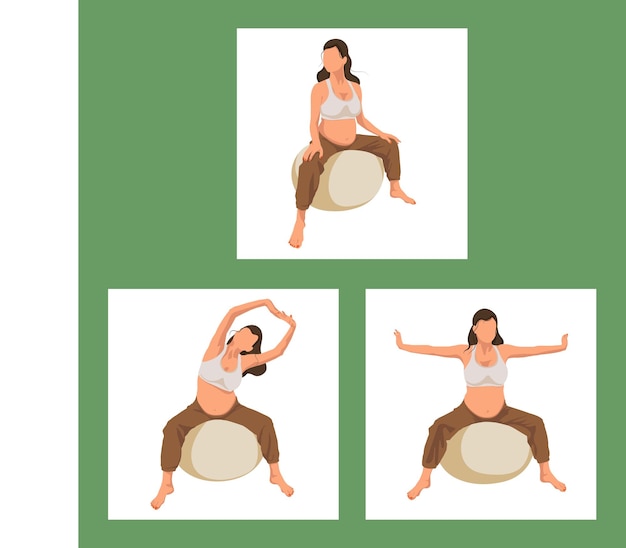 Set of Fit Ball exercises for Pregnant women