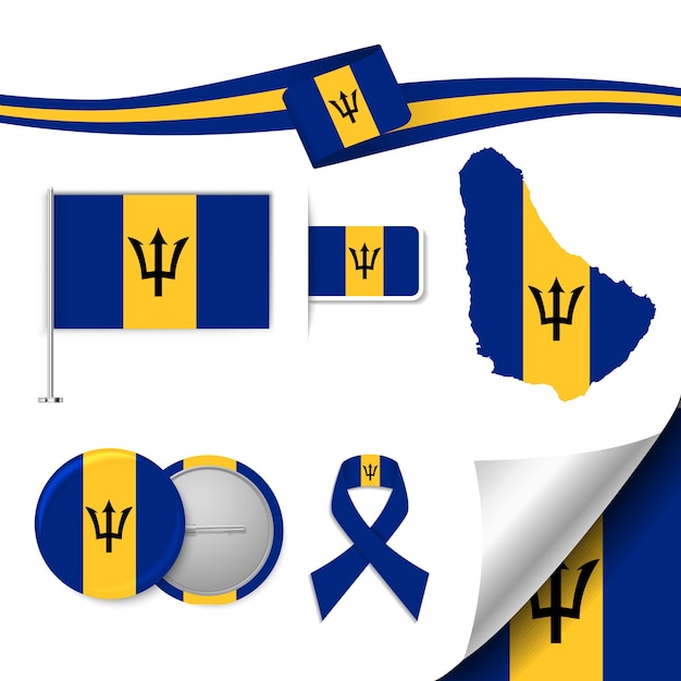 Set of flag elements with Barbados