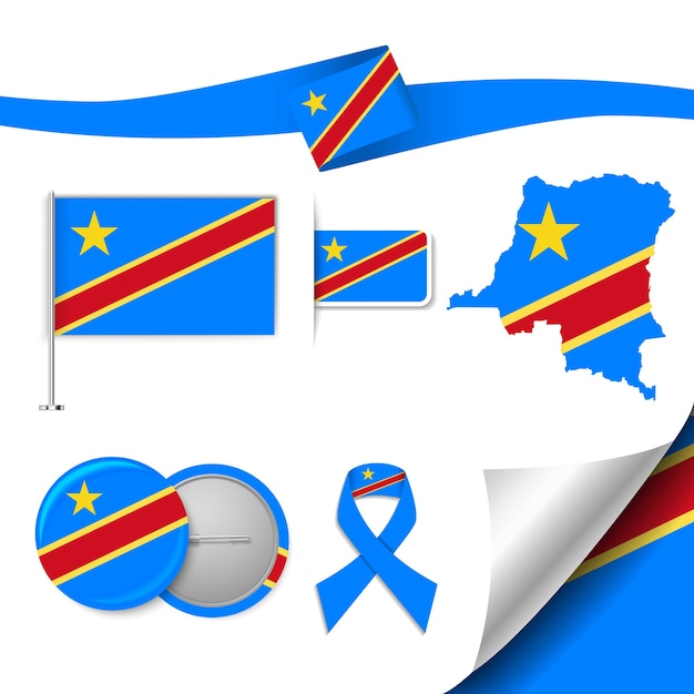 Set of flag elements with Democratic Republic of the Congo