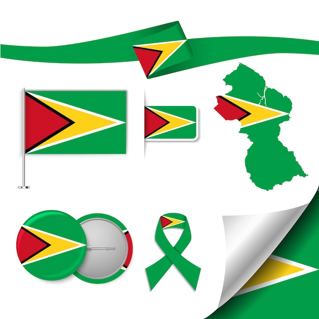 Set of flag elements with Guyana