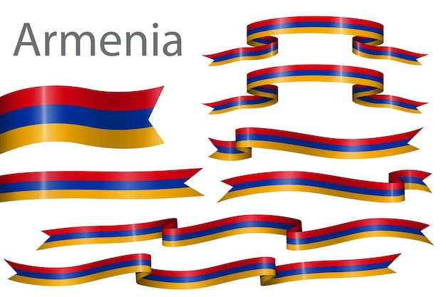 set of flag ribbon with colors of Armenia for independence day celebration decoration