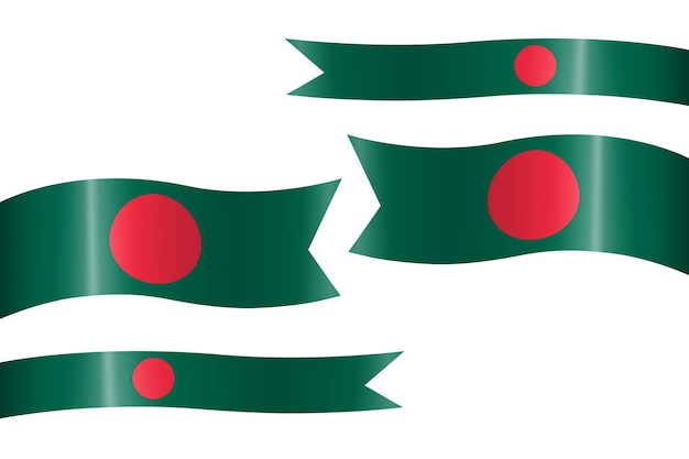 Set of flag ribbon with colors of Bangladesh for independence day celebration decoration