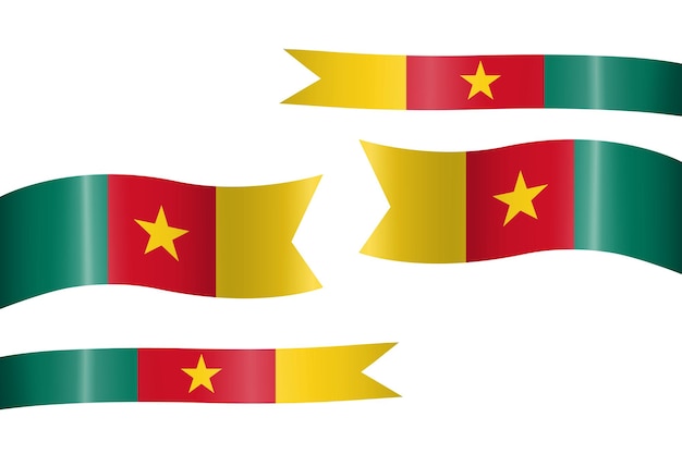 set of flag ribbon with colors of Cameroon for independence day celebration decoration