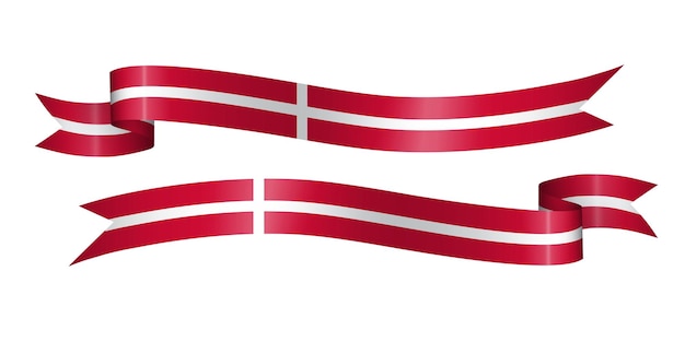 set of flag ribbon with colors of Denmark for independence day celebration decoration