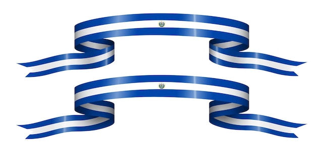 set of flag ribbon with colors of El Salvador for independence day celebration decoration