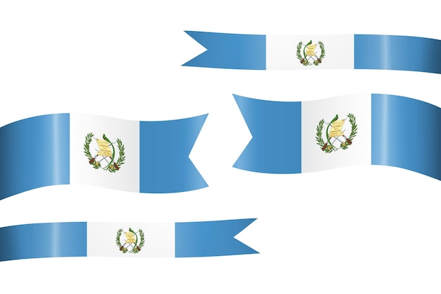 set of flag ribbon with colors of Guatemala for independence day celebration decoration