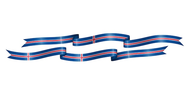 set of flag ribbon with colors of Iceland for independence day celebration decoration