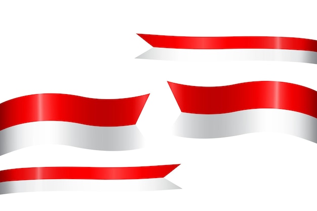 set of flag ribbon with colors of Indonesia for independence day celebration decoration