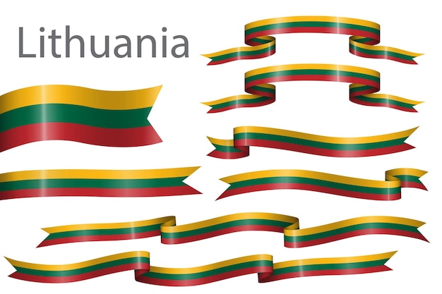 set of flag ribbon with colors of Lithuania for independence day celebration decoration